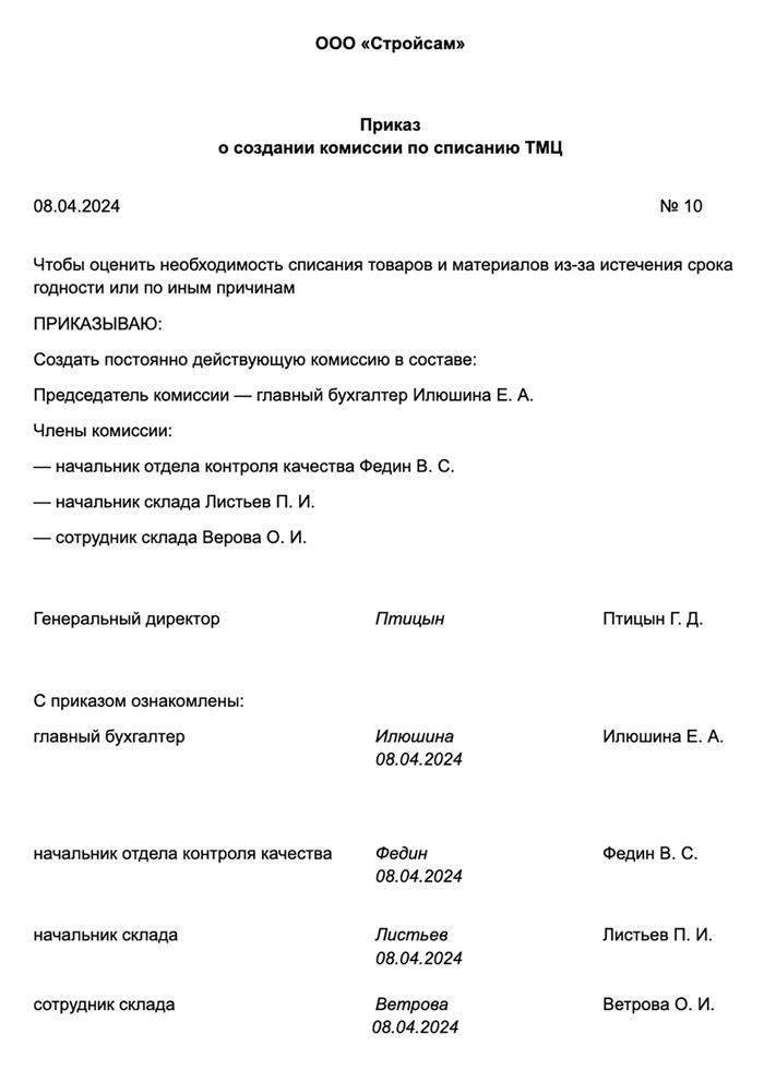 Все члены комиссии должны быть ознакомлены с командой